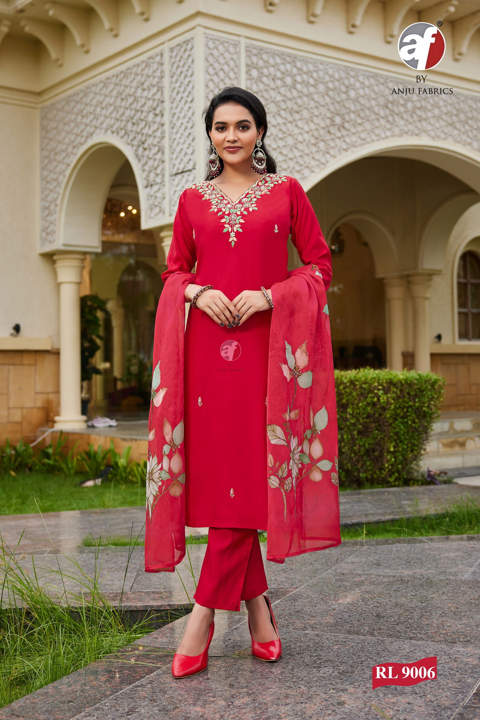 RL 9006 By Af Roman Silk Designer Kurti With Bottom Dupatta Wholesale Price In Surat
